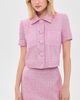 L'AGENCE L'AGENCE Chita Cropped Short Sleeve Jacket Peony/Silver Metallic Tweed - 3