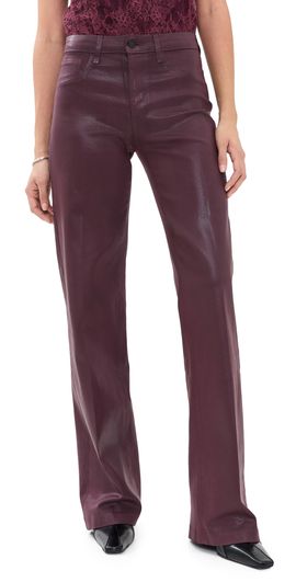 L'AGENCE L'AGENCE Clayton High Rise Wide Leg Faux Leather Jeans Deep Sangria Coated