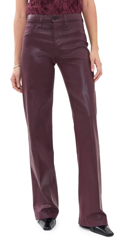 L'AGENCE L'AGENCE Clayton High Rise Wide Leg Faux Leather Jeans Deep Sangria Coated