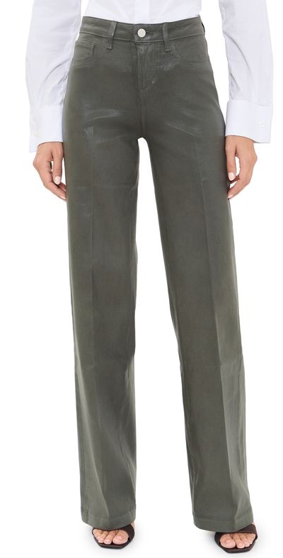 L'AGENCE L'AGENCE Coated Scottie Wide Jeans Ash Olive Coated