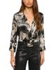 L'agence L'Agence Dani Collared 3/4 Sleeve Printed Silk Blouse - 1