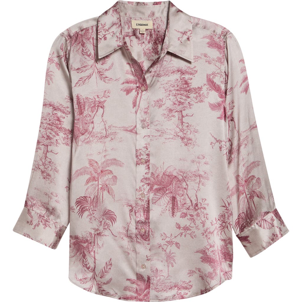 L'AGENCE L'AGENCE Dani Three-Quarter Sleeve Silk Button-Up Shirt