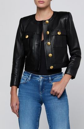 L'AGENCE L'AGENCE Deidra Collarless Leather Jacket