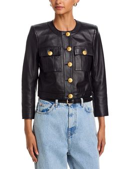 L'agence L'Agence Deidra Leather Collarless Jacket