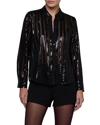 L'agence L'Agence Dyana Sequin Stripe Long Sleeve Blouse