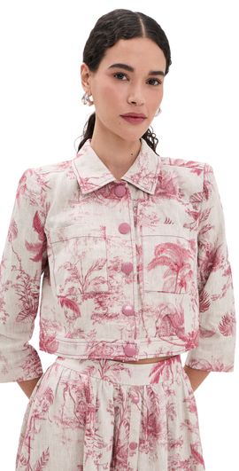 L'AGENCE L'AGENCE Eda 3/4 Sleeve Crop Jacket Tan Multi Textured Jungle Toil