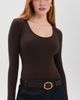 L'AGENCE L'AGENCE Elara Scoop Neck Thong Bodysuit Dark Java - 2