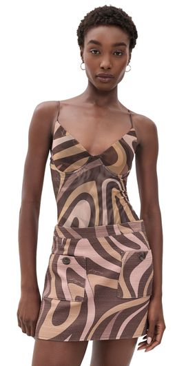 L'AGENCE L'AGENCE Elowen Underwire Thong Bodysuit Sepia Swirl