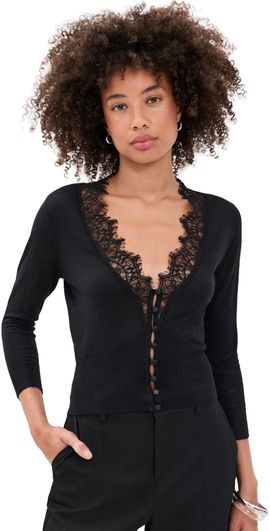 L'AGENCE L'AGENCE Eluna Lace Detail Cardigan Black