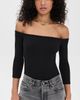L'AGENCE L'AGENCE Evelyn 3/4 Off Shoulder Thong Bodysuit Black XS - 2