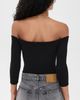 L'AGENCE L'AGENCE Evelyn 3/4 Off Shoulder Thong Bodysuit Black XS - 3