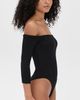 L'AGENCE L'AGENCE Evelyn 3/4 Off Shoulder Thong Bodysuit Black XS - 4