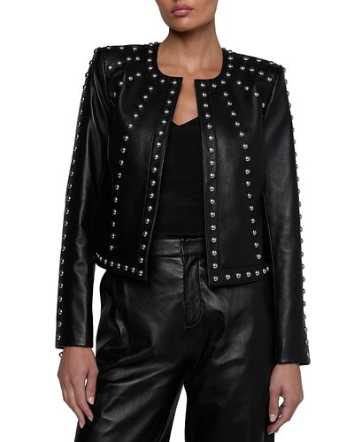 L'agence L'Agence Fia Leather Studded Collarless Jacket