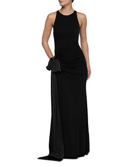 L'agence L'Agence Frost Shirred Racerback Bow Detail Gown