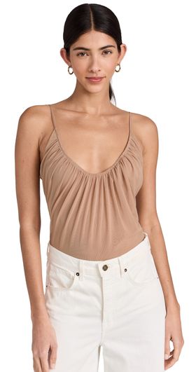 L'AGENCE L'AGENCE Gelina Ruched Thong Bodysuit Dark Cappuccino L