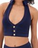 L'AGENCE L'AGENCE Halter Swim Top with Gold Branded Buttons Midnight - 1