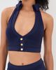 L'AGENCE L'AGENCE Halter Swim Top with Gold Branded Buttons Midnight - 2
