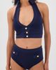 L'AGENCE L'AGENCE Halter Swim Top with Gold Branded Buttons Midnight - 5