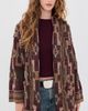 L'AGENCE L'AGENCE Jair Jacquard Fringe Cardigan Dk Java/Burgundy Multi - 2