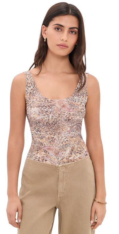 L'AGENCE L'AGENCE Kalea Tank Bodysuit Tan/Valencia Leopard