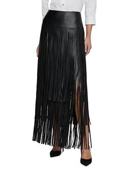 L'agence L'Agence Karoline Maxi Fringe Faux Leather Skirt