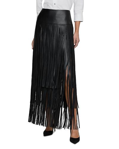 L'agence L'Agence Karoline Maxi Fringe Faux Leather Skirt