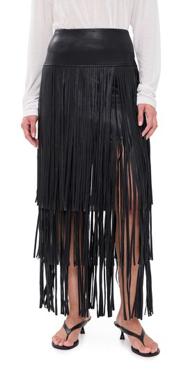 L'AGENCE L'AGENCE Karoline Maxi Fringe Skirt Black