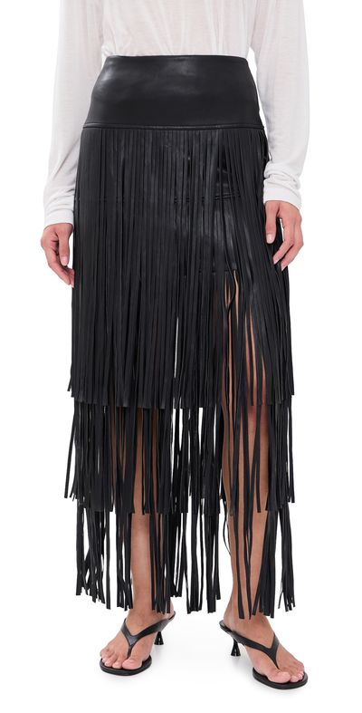 L'AGENCE L'AGENCE Karoline Maxi Fringe Skirt Black
