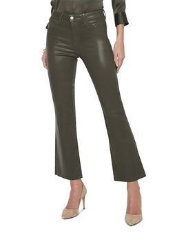 L'agence L'Agence Kendra High Rise Cropped Flared Jeans in Ash Olive Coated
