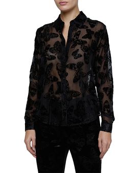 L'agence L'Agence Laurent Velvet Butterfly Lace Blouse