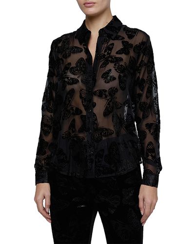 L'agence L'Agence Laurent Velvet Butterfly Lace Blouse