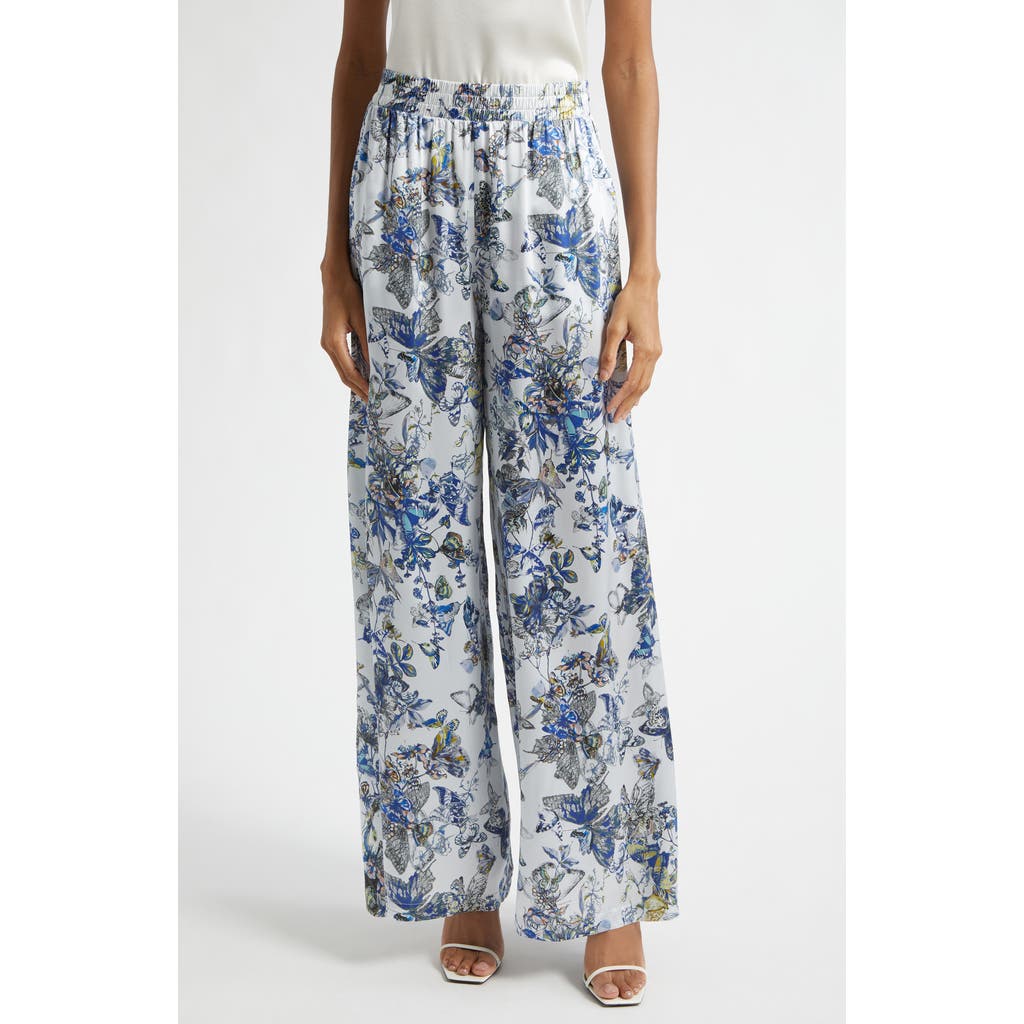 L'AGENCE L'AGENCE Lillian Butterfly Print Wide Leg Silk Pants