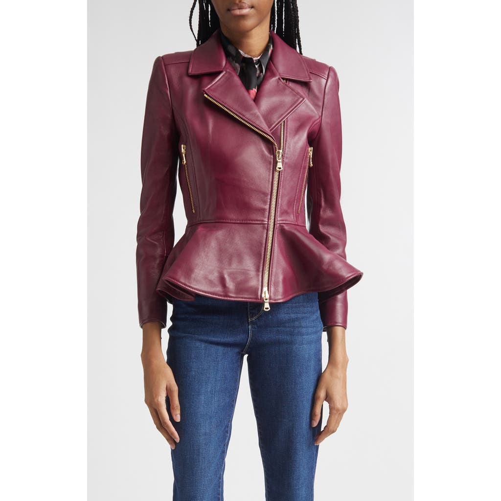 L'AGENCE L'AGENCE Lyric Leather Peplum Biker Jacket