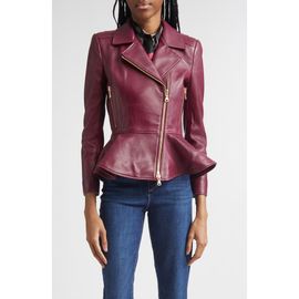 L'AGENCE L'AGENCE Lyric Leather Peplum Biker Jacket