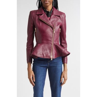L'AGENCE L'AGENCE Lyric Leather Peplum Biker Jacket
