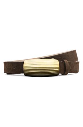 L'AGENCE L'AGENCE Machado Ribbed Domed Suede Belt