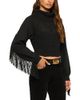 L'agence L'Agence Maddison Fringe Turtleneck Cropped Sweater - 1