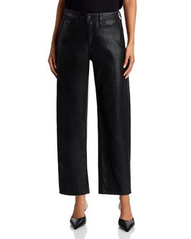 L'agence L'Agence Mallis Coated High Rise Cropped Barrel Leg Jeans in Noir Coated