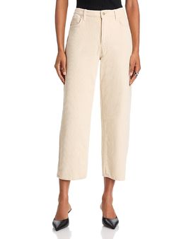 L'agence L'Agence Mallis Corduroy High Rise Cropped Barrel Leg Jeans in Pearl White
