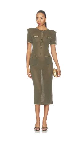L'AGENCE L'AGENCE Mel Short Sleeve Open Stitch Midi Dress