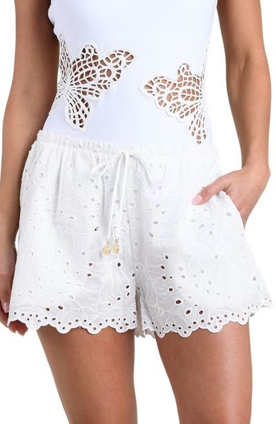 L'AGENCE L'AGENCE Monstera Eyelet Cove Cotton Cover-Up Shorts