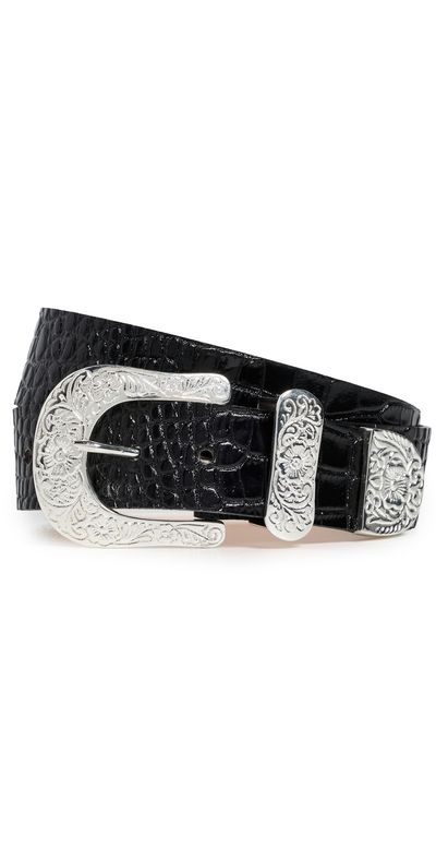 L'AGENCE L'AGENCE Otera Wide Leather Belt BLACK CROC EMBOSSED