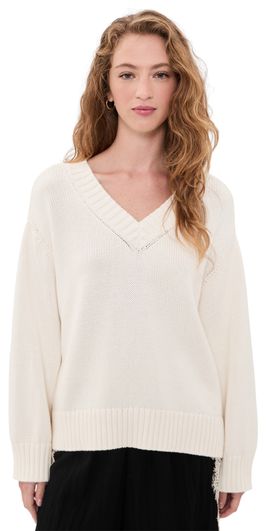 L'AGENCE L'AGENCE Oversized V Neck Pullover Ivory
