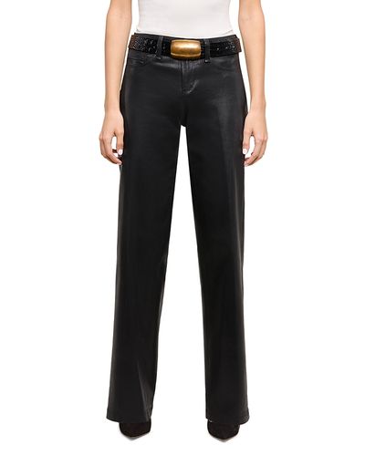 L'agence L'Agence Petite Scottie High Rise Wide Leg Jeans in Noir Coated