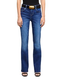 L'agence L'Agence Petite Selma Mid Rise Sleek Baby Bootcut Jeans in Rye Columbia
