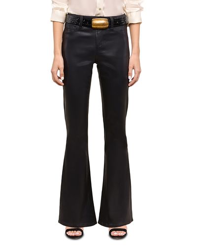 L'agence L'Agence Petites Marty Mid Rise Coated Flare Jeans in Noir
