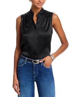 L'agence L'Agence Phoebe Sleeveless Band Collar Silk Top