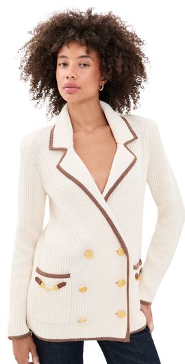 L'AGENCE L'AGENCE Ranch Knit Blazer Ivory/Dk Cappuccino