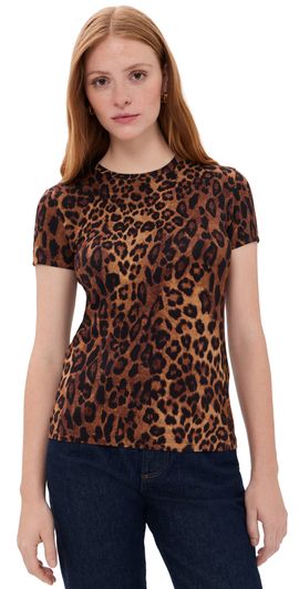 L'AGENCE L'AGENCE Ressi Crew Tee Tan Mt Javan Leopard