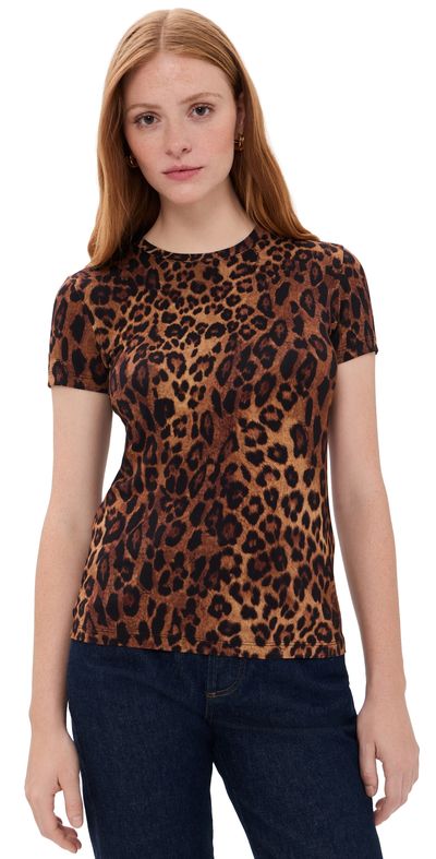L'AGENCE L'AGENCE Ressi Crew Tee Tan Mt Javan Leopard